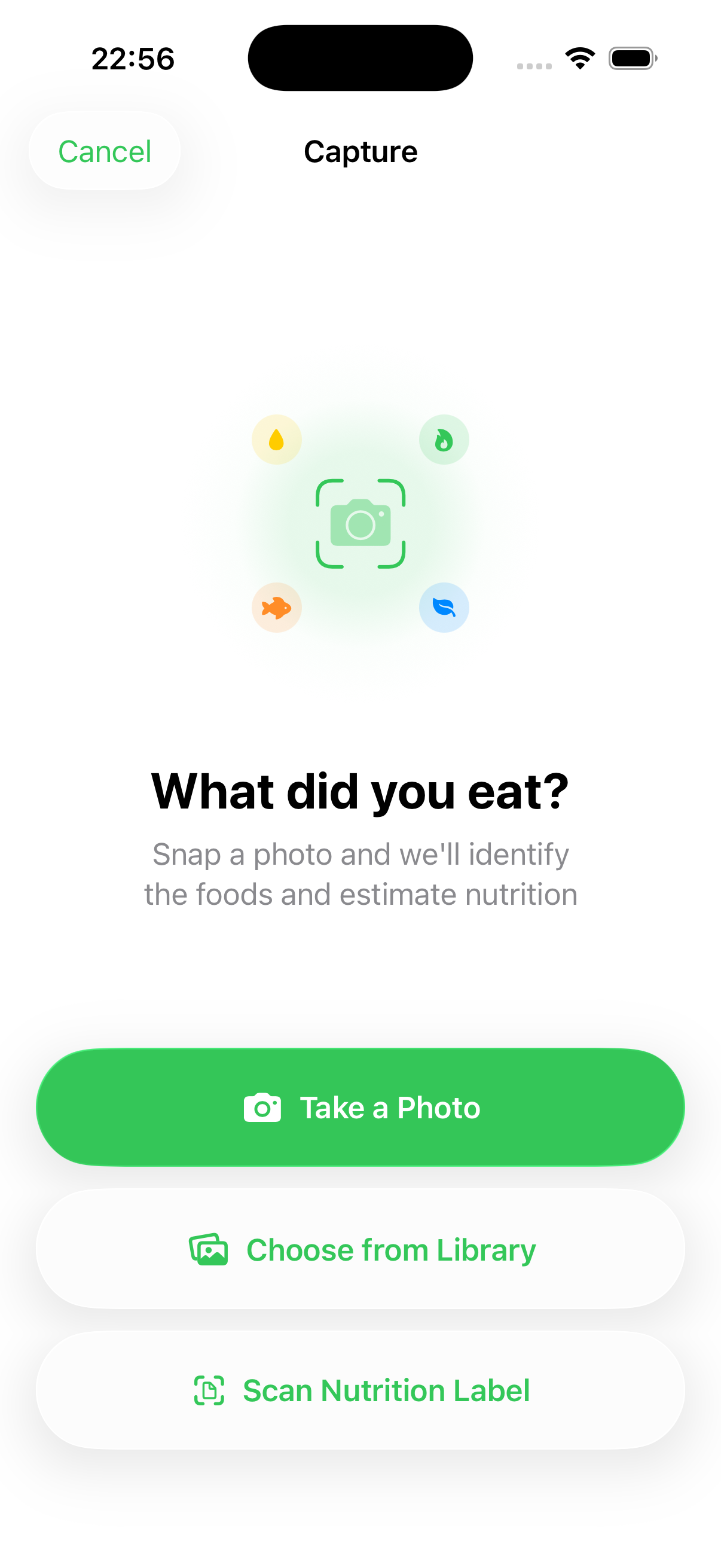 Calometric add meal | camera food recognition screen